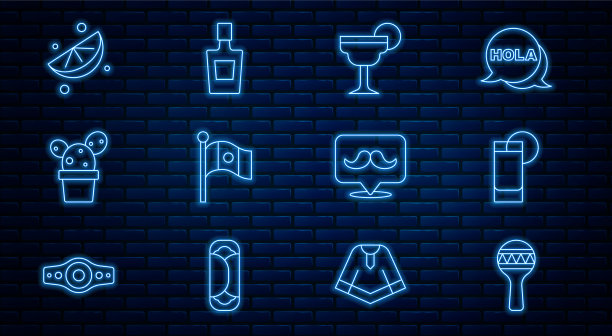 设置线龙舌兰杯与柠檬图片下载