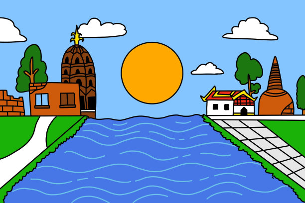 大城府观旧城历史古卡通楼图片下载