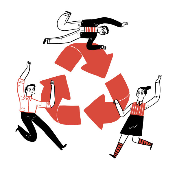 年轻的环保主义者拿着回收标志图片下载