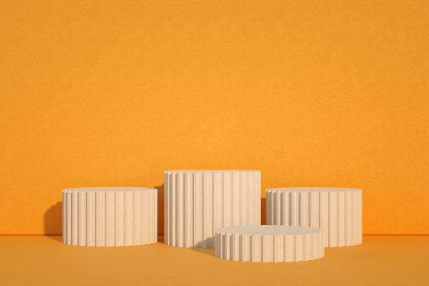 产品展台空台讲台建筑立柱橙色背景图片下载