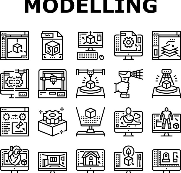 3d建模软件和设备图标集图片下载