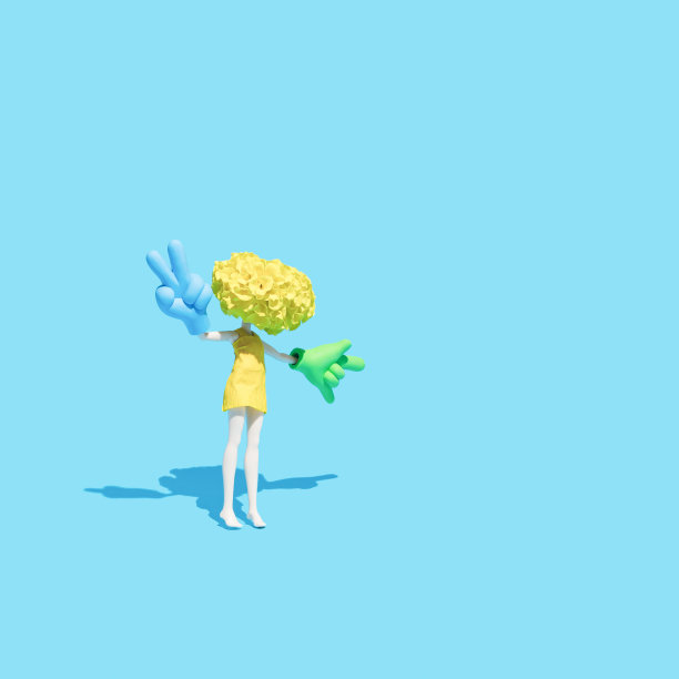 金盏花娃娃的头表示和平(胜利)和ILY，我爱你的标志。创意手势概念。图片下载