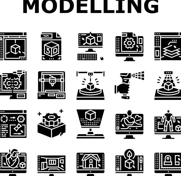 3d建模软件和设备图标集图片下载