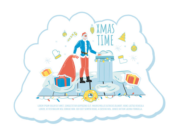 圣诞海报与圣诞老人拿着礼物包图片下载