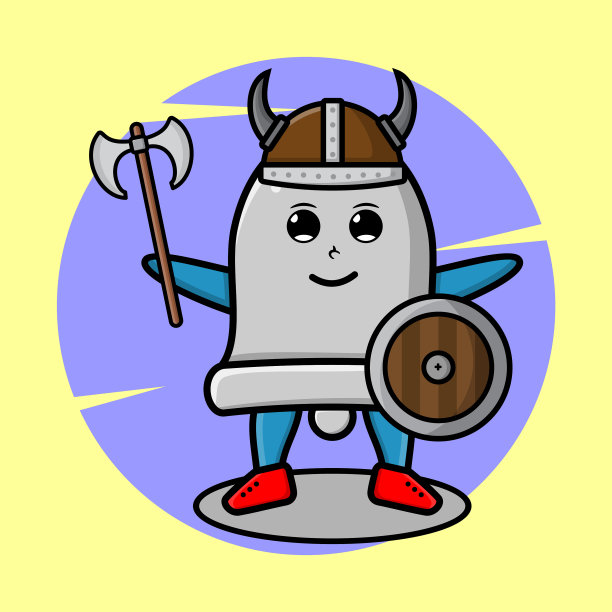 贝尔海盗卡通手持斧头和盾牌图片下载