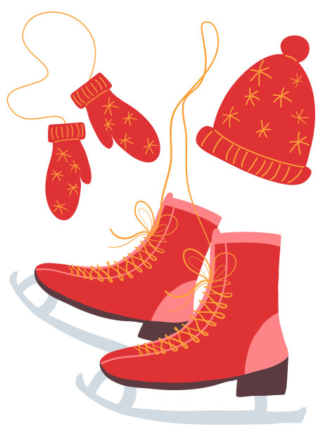 冰鞋可爱的冬天手绘假期图片下载