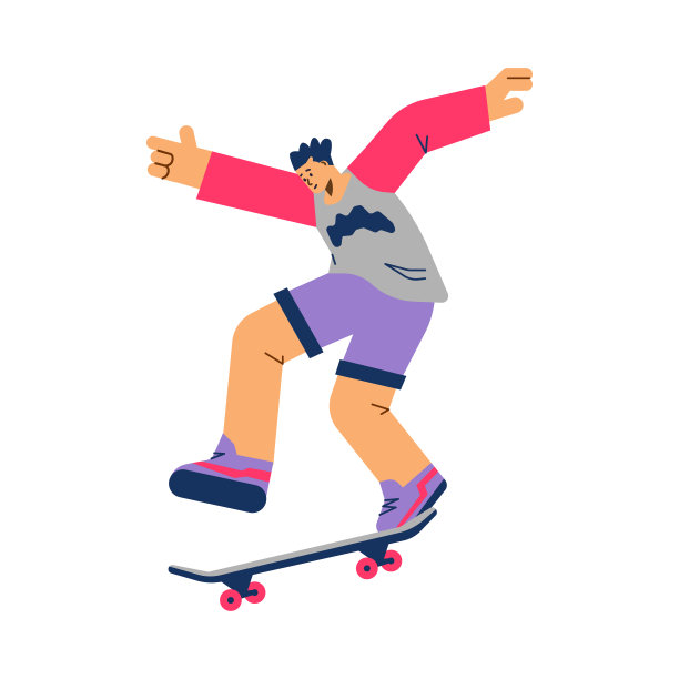 滑板者或滑板上的滑板，平面矢量插图孤立。图片下载