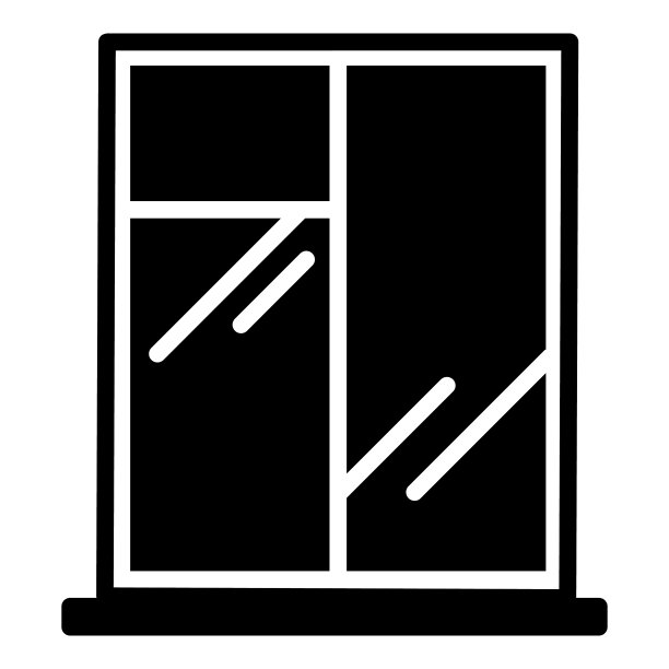外部建筑窗户上的平面图标孤立图片下载