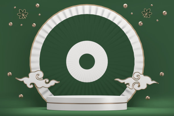 适合豪华日本绿色裙房装饰产品。三维渲染图片下载