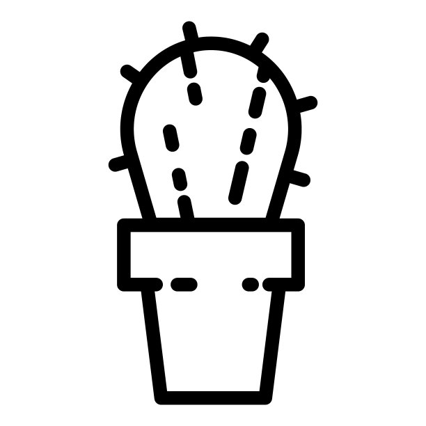 家仙人掌植株扁平图标孤立在白色上图片下载