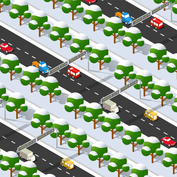 从上面俯瞰城市的冬季景色图片下载