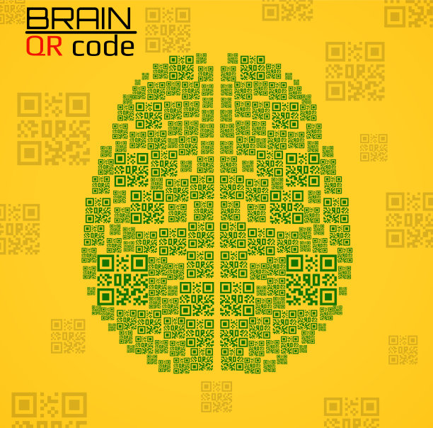 二维码大脑剪影人脑与二维码图片下载