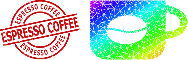 Grunge浓缩咖啡水印和多边形图片下载