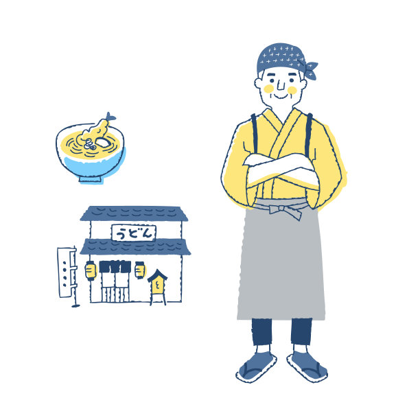 双臂交叉的乌冬店主图片下载