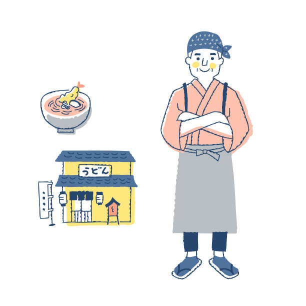 双臂交叉的乌冬店主图片下载