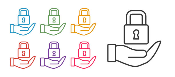 设置线锁图标隔离在白色背景图片下载