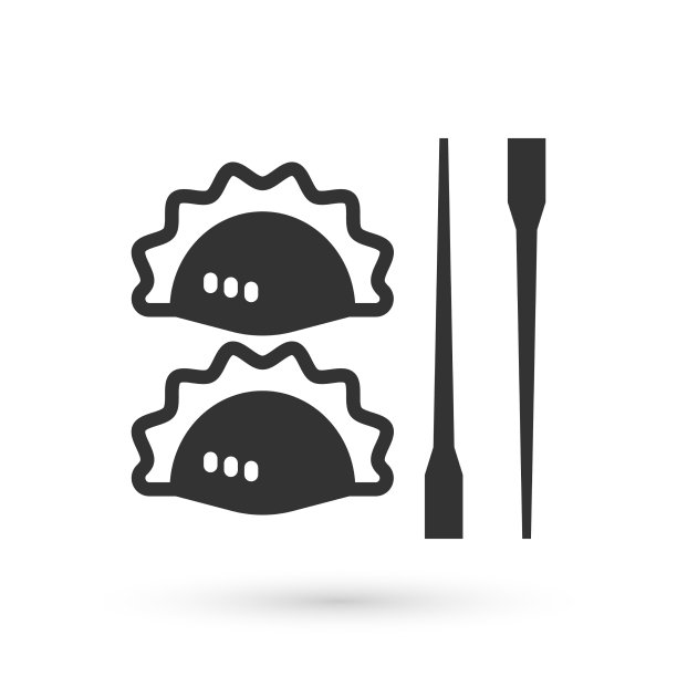 灰色的饺子用筷子图标孤立就好图片下载