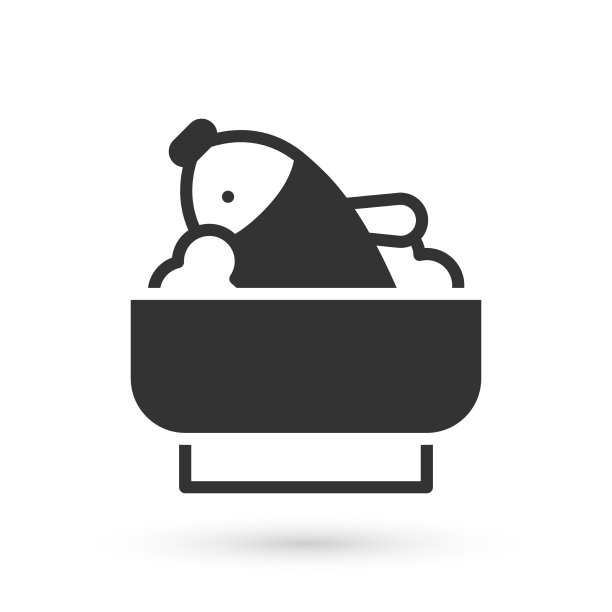 灰米饭与鱼在碗图标孤立上图片下载