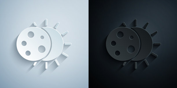 剪纸日食的太阳图标孤立在灰色图片下载