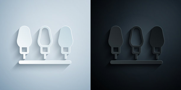 剪纸圣诞灯图标孤立的灰色图片下载