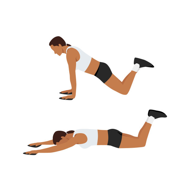 女人做腹肌伸展运动平面图片下载