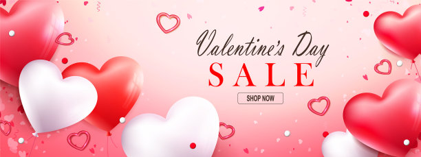 情人节促销海报组成与红色图片下载