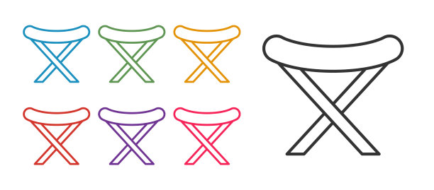 设置线条露营便携式折叠椅图标图片下载