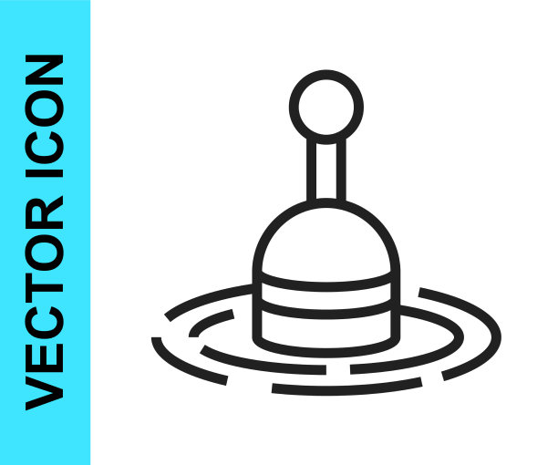 黑色钓线漂浮在水面上，图标孤立图片下载