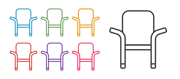 设置线条露营便携式折叠椅图标图片下载