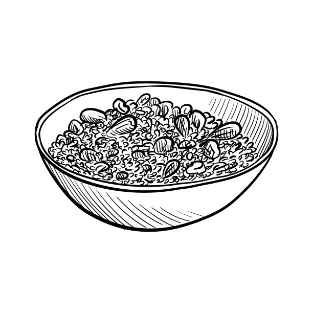 碗与粥的草图图片下载