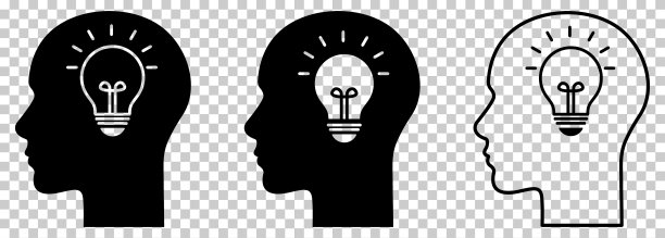 人类头部与灯泡图标设置图片下载