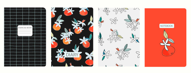 封面页矢量模板手绘橘红色，橘红色盛开。封头隔离，可更换图片下载