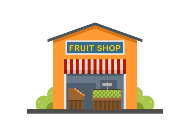 水果商店。简单的平面插图。图片下载