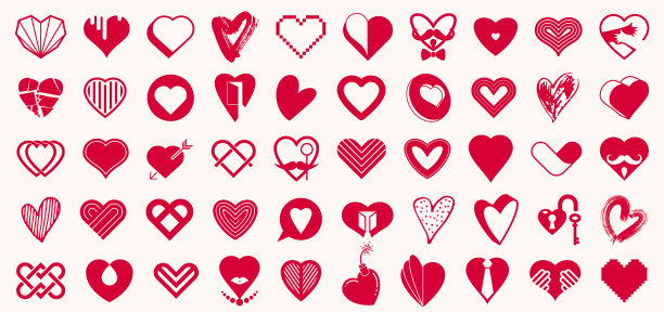 收集心形标志或图标集心图片下载