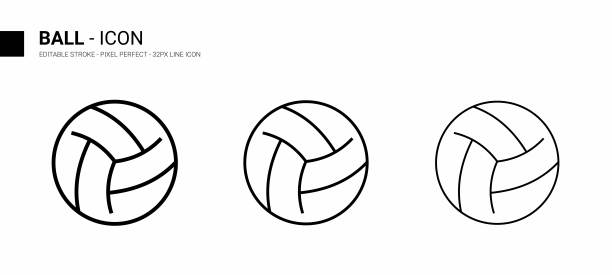 球线图标设计，可编辑的描边，完美的像素，股票插图。图片下载