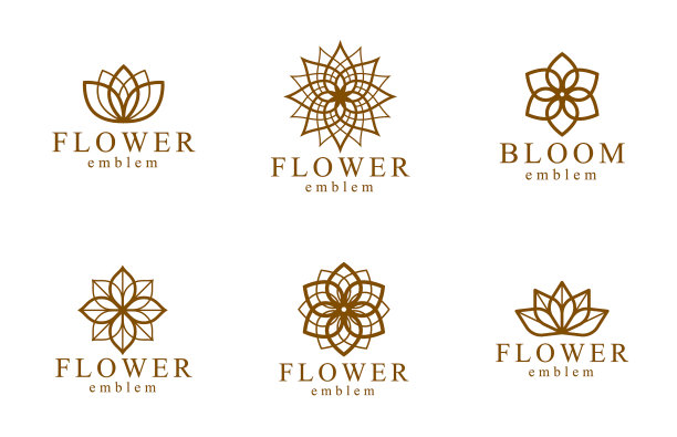 花在几何线性风格的标志集图片下载