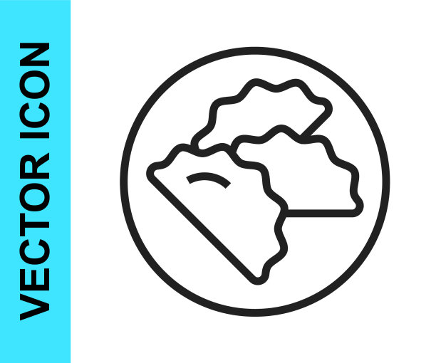 黑线饺子图标孤立在白色上图片下载