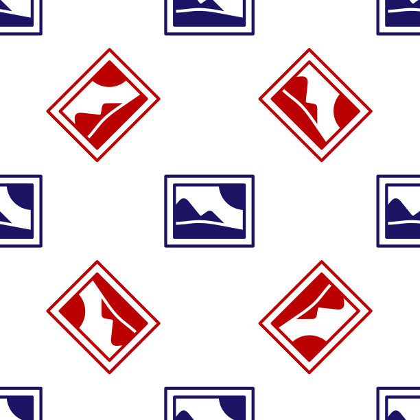 蓝色图片与红色风景图标分离图片下载