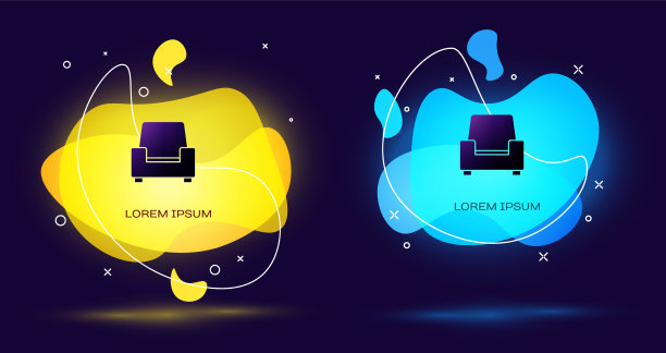 黑色扶手椅图标孤立在黑色背景图片下载