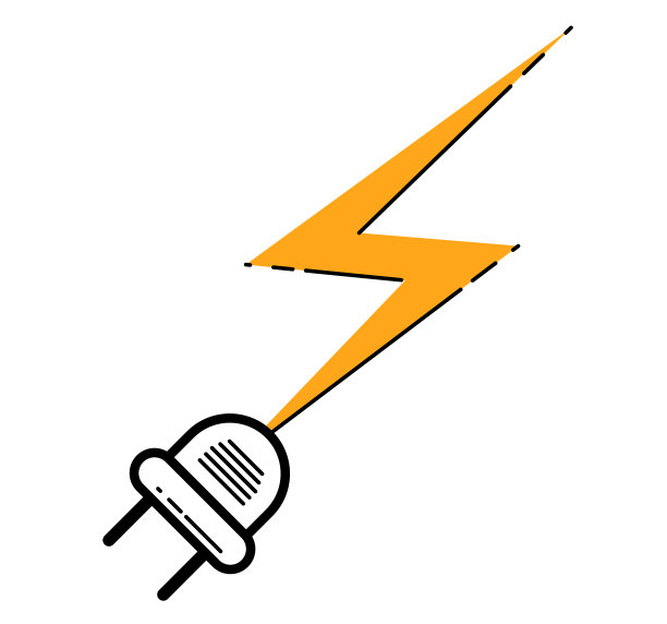 闪电与电插头图标隔离图片下载