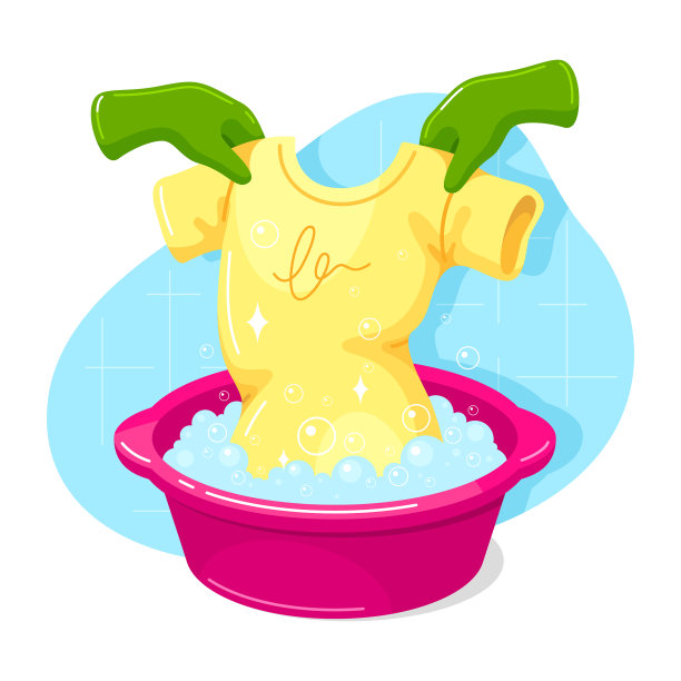 摘手戴橡胶手套洗t恤图片下载