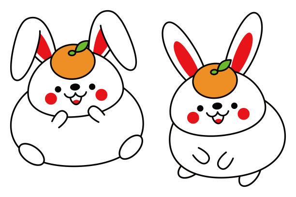 兔年贺岁卡材料-可爱的兔神苗。插图集。向量图片下载