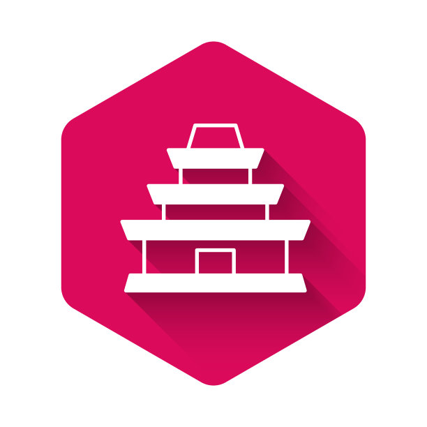 白色的韩国传统寺庙建筑图标图片下载