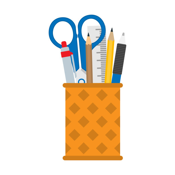 家庭和办公文具放在独立的台子上图片下载