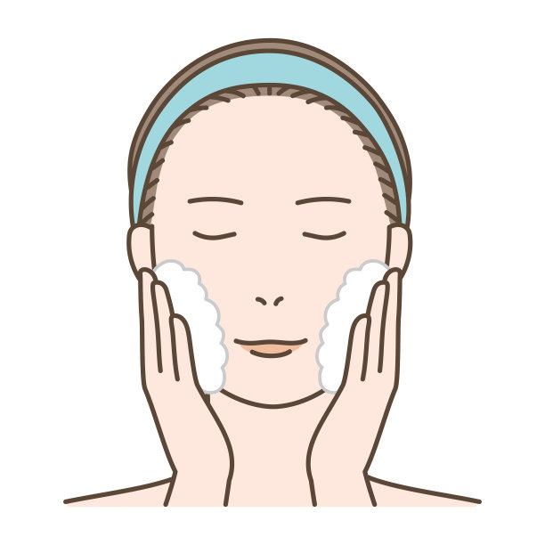 一个女人洗脸的插图图片下载