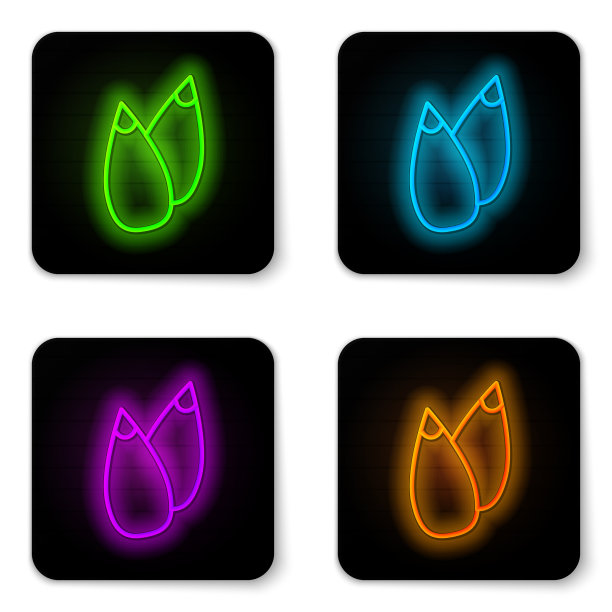 发光的霓虹灯线种子特定的植物图标图片下载