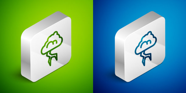 等距线风暴图标孤立在绿色和图片下载