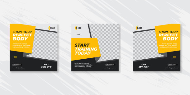 健身房和健身广场横幅模板社交图片下载