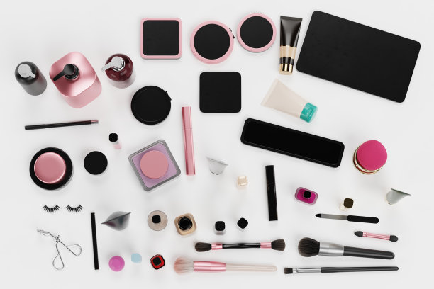 逼真的化妆品系列3D渲染图片下载