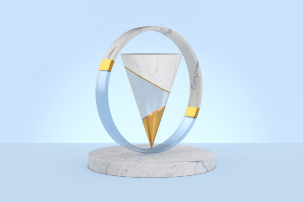 蓝色背景的圆形讲台。三维演示图片下载